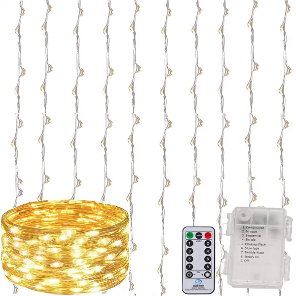 Kalėdinė LED šviesos užuolaida Springos CL0183, 300 LED, 3x3 m, šiltai balta